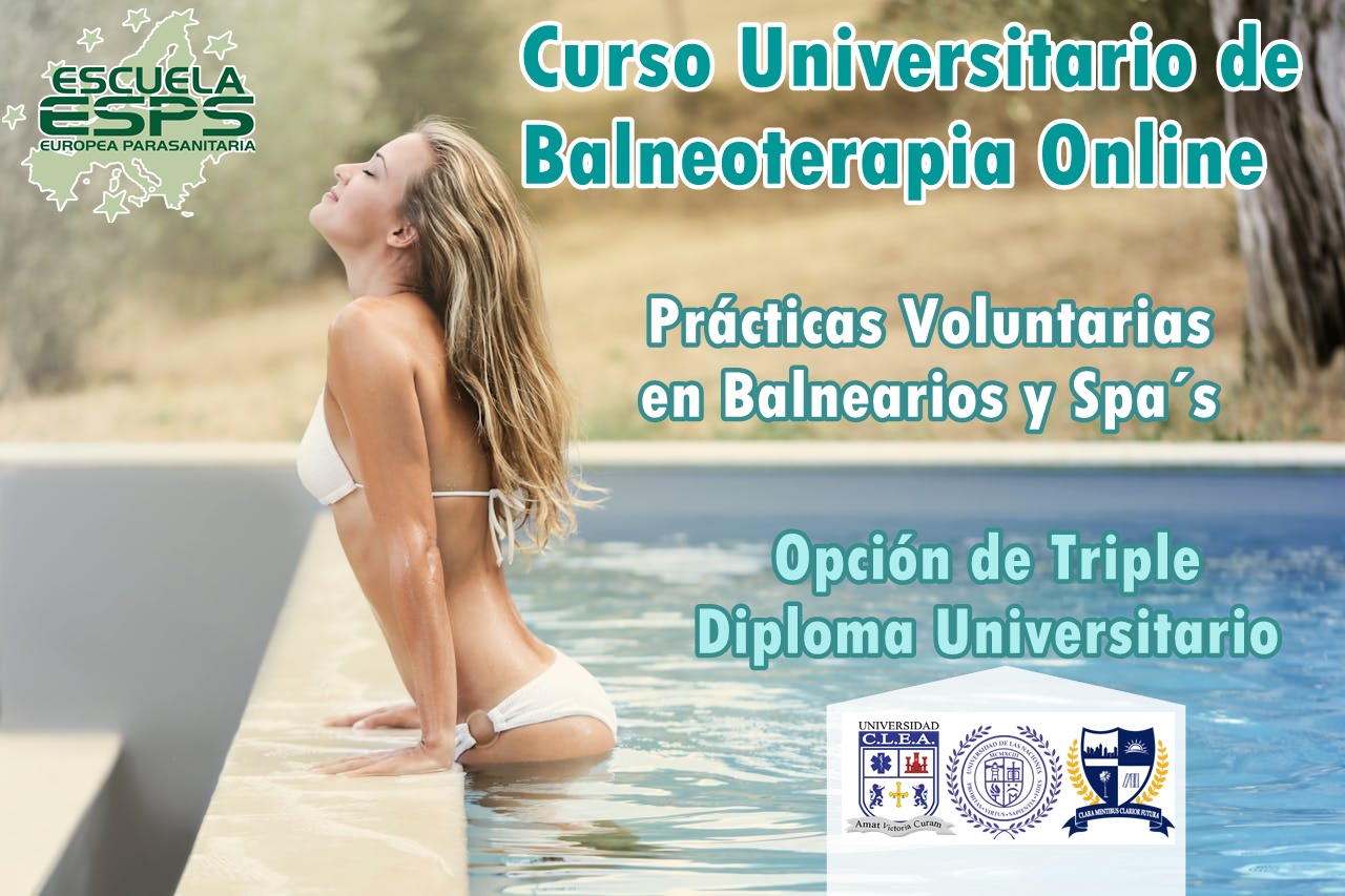 Obtén tu Diploma Universitario en Balneoterapia y conviértete en un experto. Prácticas en Balnearios o convalidación por experiencia